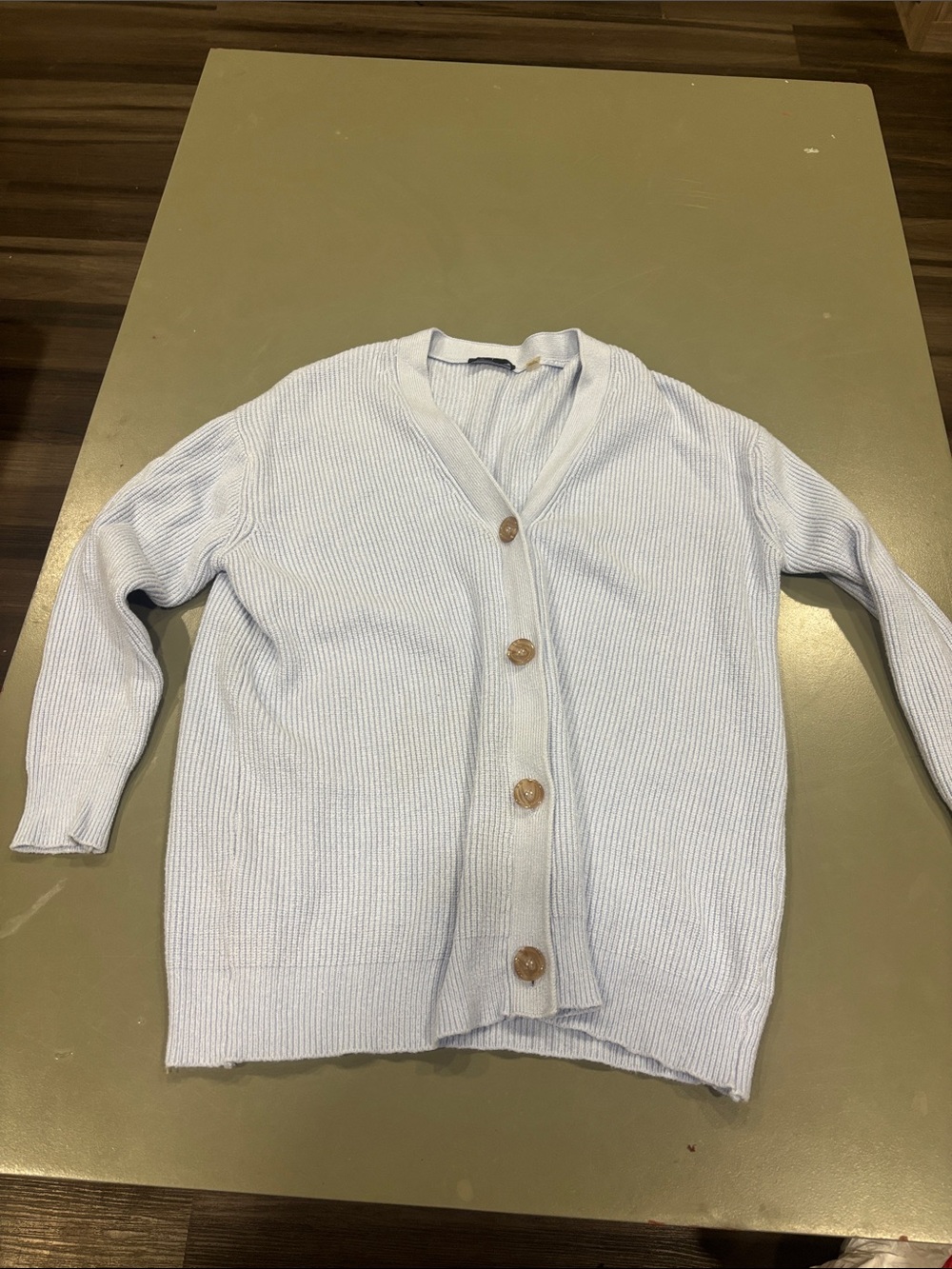 Tahari Light Blue V-Neck Button Cardigan